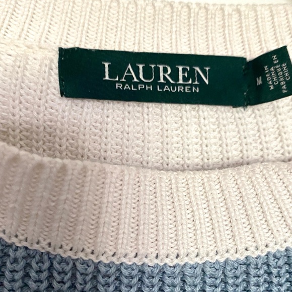 Lauren Ralph Lauren Blue and White Stripe Sweater Size M - Picture 4 of 9